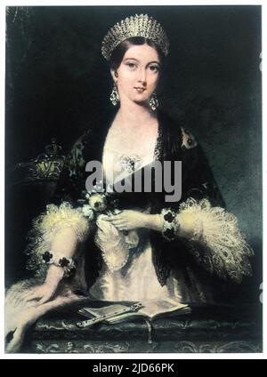 Queen Victoria (1819-1901) dans la Royal Box, Drury Lane, 1837. Version colorisée de : 10010603 Date: 1837 Banque D'Images
