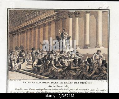 Catiline, complotant pour prendre le pouvoir à Rome, est dénoncé au Sénat par Cicero Colorized version de : 10012798 Date : 63 av. J.-C. Banque D'Images