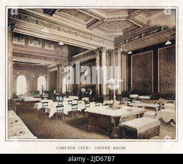 Intérieur de la salle à café du Carlton Club, St James's, Londres version colorisée de : 10016055 Date: 1900 Banque D'Images