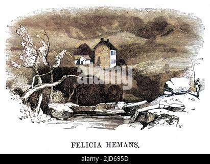 La dernière maison de Felicia Hemans à Rhyllon, au nord du pays de Galles version colorisée de : 10160647 Date: 1830s Banque D'Images