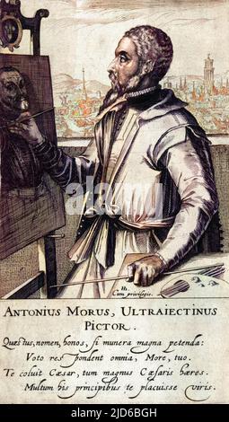 ANTONIS MOR - artiste néerlandais travaillant en Angleterre, où il est devenu connu sous le nom de Sir Antony (ou Anthony ou Antonio) More. Version colorisée de : 10166205 Date: 1512 - 1576 Banque D'Images