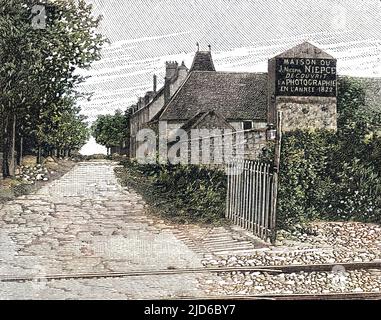 La maison de Nicephore Niepce à Chalons-sur-Saône, maintenant un musée de la photographie et vaut bien la visite si vous passez. Version colorisée de : 10167347 Date: 1891 Banque D'Images
