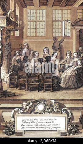 WILLIAM CAVENDISH, premier duc du soldat et cavalier DE NEWCASTLE, passe innocemment son temps avec son épouse Margaret et leur famille. Version colorisée de : 10167241 Date: 1592 - 1676 Banque D'Images