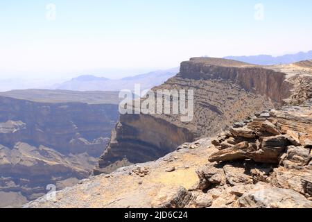 Paysage de montagne près de Jebel Shams, Oman Banque D'Images