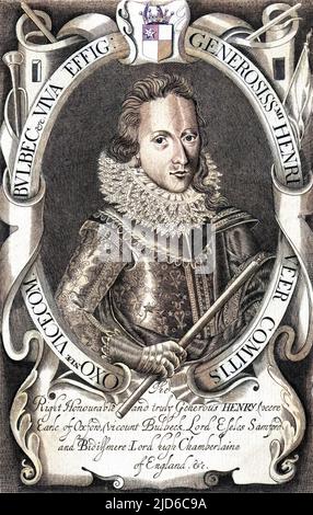 HENRY DE VERE, dix-huitième comte d'OXFORD commandant militaire version colorisée de : 10171737 Date: 1593 - 1625 Banque D'Images