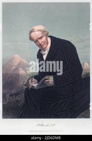 ALEXANDER VON HUMBOLDT (1769 - 1859), voyageur allemand et naturaliste avec son autographe. Version colorisée de : 10179032 Banque D'Images
