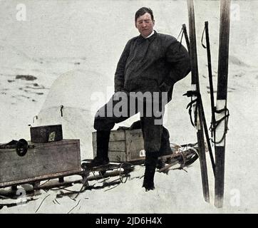 Sir Ernest Shackleton, vêtu d'un kit adapté aux conditions antarctiques avant son expédition transantarctique en 1914. Version colorisée de : 10215467 Date: 1914 Banque D'Images