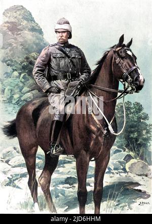 Le général Sir Redvers Henry Buller VC (1839 - 1908), commandant militaire britannique, à cheval pendant la guerre des Boers. Version colorisée de : 10220288 Date: 1900 Banque D'Images