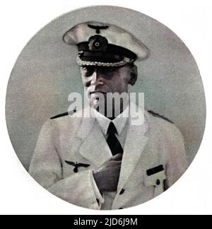 Capitaine Hans Wilhelm Langsdorff (1894 - 1939), officier de marine allemand et commandant du cuirassé de poche de l'amiral Graf Spee qui a été sabordé après la bataille de River plate près de Montevideo en Uruguay. Langsdorff lui-même a tiré peu de temps après le 19th décembre 1939. C'est l'une des dernières photos prises de lui. Version colorisée de : 10546781 Date : décembre 39 Banque D'Images