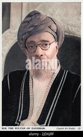 Le Sultan de Zanzibar, Afrique de l'est, son Altesse Sultan Sayyid Sir Khalifa II bin Harub. Il a dirigé Zanzibar de 9 décembre 1911 à 9 octobre 1960. Version colorisée de : 10795209 Date: Vers 1950s Banque D'Images