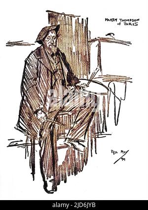 'Brother Brushs' - dessin de portrait de Phil May de l'artiste écossais (basé à Paris) Harry Thompson. Version colorisée de : 10803821 Date: 1894 Banque D'Images