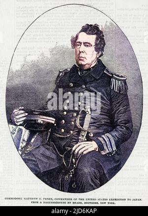 MATTHEW CALBRAITH PERRY (1794 - 1858), commandant naval des États-Unis, négociateur d'un traité historique avec le Japon, 14 juillet 1853. Version colorisée de : 10017946 Date: 1853 Banque D'Images