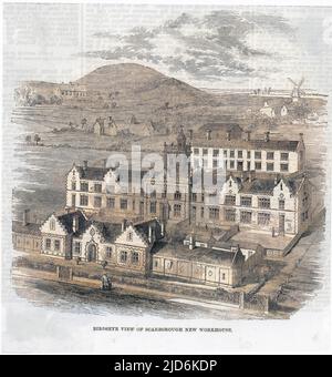 Vue birdseye sur Scarborough New Workhouse. Version colorisée de : 10129701 Date: 1860 Banque D'Images