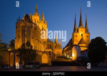 Allemagne, Thuringe, Erfurt, Dom de Sainte-Marie, Église Saint-Séverin, Banque D'Images