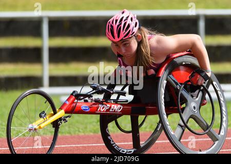 Ratisbonne, Allemagne. 18th juin 2022. Tanja Henseler (22 Suisse) s'échauffe lors des championnats internationaux d'athlétisme de Para à Sportanlage am Weinweg, Regensburg. Sven Beyrich/SPP crédit: SPP Sport Press photo. /Alamy Live News Banque D'Images