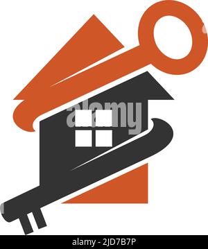 Immobilier maison clé logo icône Illustration identité de marque Illustration de Vecteur