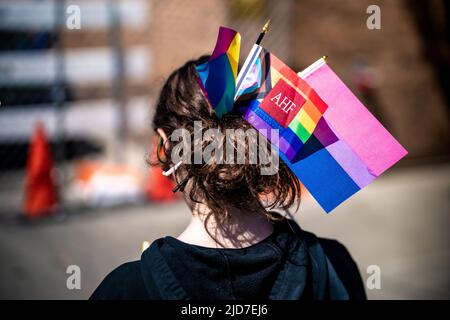 Chicago, Illinois, États-Unis. 18th juin 2022. Après avoir été retardé jusqu'à Ocober l'année dernière, Chicago Pride Fest revient en juin, et est significent plus surpeuplé que 2021. (Image de crédit : © Chris Riha/ZUMA Press Wire) Banque D'Images