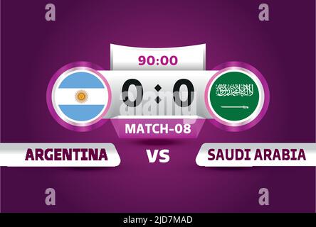 argentine contre arabie saoudite, World football 2022, Group C. World football Competition championnat match contre les équipes intro sport fond, championnat SH Illustration de Vecteur