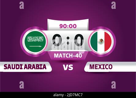 arabie saoudite contre mexique, World football 2022, Groupe C. World football Competition championnat match contre les équipes intro sport fond, championnat Illustration de Vecteur