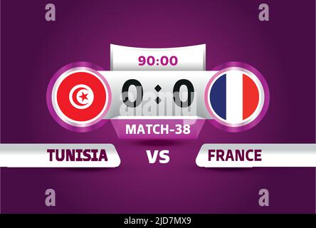 Tunisie vs France, World football 2022, Groupe D. Championnat du monde de football match contre équipes intro sport fond, championnat Illustration de Vecteur