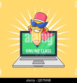 crayon super héros enseignement en ligne classe pour l'école à partir de la maison activité vecteur illustration design Illustration de Vecteur