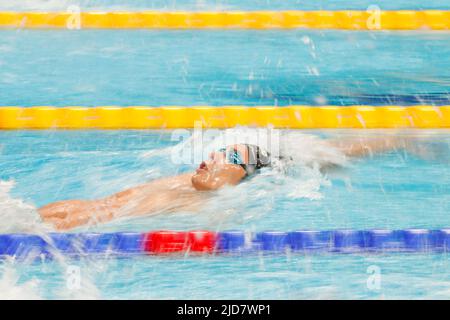 BUDAPEST, HONGRIE - JUIN 19 : Ryosuke Irie du Japon en compétition à la course de course Homme 100m lors des Championnats du monde de la FINA à la Duna Arena sur 19 juin 2022 à Budapest, Hongrie (photo par Nikola Krstic/Orange Pictures) Banque D'Images