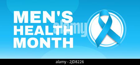 Concept du mois de la santé pour les hommes. Modèle de bannière avec ruban bleu. Illustration vectorielle. Illustration de Vecteur