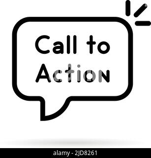 ligne noire fine appel à l'action bulle Illustration de Vecteur