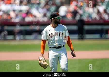 San Francisco Giants outfielder Luis González (51) lors d'un match MLB entre Kansas City Royals et San Francisco Giants au parc Oracle de San FR Banque D'Images