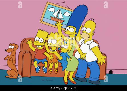 HELPER,BART,LISA,MAGGIE,MARGE,SIMPSON, THE SIMPSONS, 1989, Banque D'Images