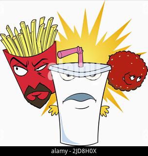 FRYLOCK,SHAKE,MEATWAD, AQUA TEEN HUNGER FORCE DEUX POINTS FILM POUR LES SALLES, 2007, Banque D'Images