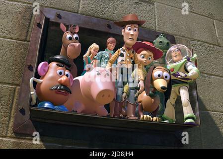 TÊTE,BULLSEYE,HAMM,BARBIE,KEN,WOODY,JESSIE,SLINKY,REX,LIGHTYEAR,TOY STORY 3, 2010, Banque D'Images