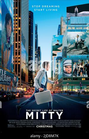 AFFICHE BEN STILLER, LA VIE SECRÈTE DE WALTER MITTY, 2013, Banque D'Images