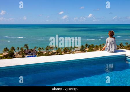 Arraial d'Ajuda, est un district de la municipalité brésilienne de Porto Seguro, sur la côte de l'État de Bahia. Banque D'Images