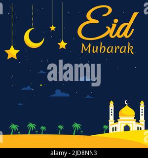 EID Mubarak élégant arrière-plan avec texte arabe Illustration de Vecteur