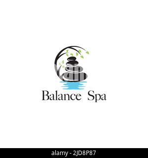 SPA Balance Beauté et bien-être logo Design, Spa Yoga Illustration de Vecteur