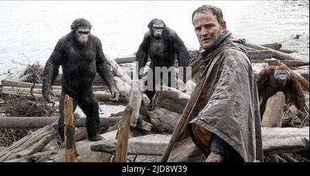 JASON CLARKE, AUBE DE LA PLANÈTE DES SINGES, 2014, Banque D'Images