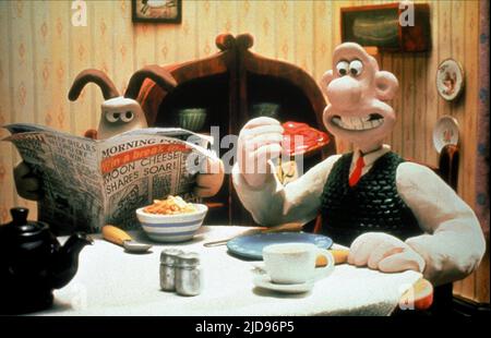 GROMIT, WALLACE, A GRAND DAY OUT, 1989, Banque D'Images