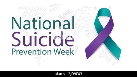 Concept de la semaine nationale de prévention du suicide. Bannière pour septembre 5-11 avec la connaissance et le texte de ruban bleu et violet. Illustration vectorielle. Illustration de Vecteur