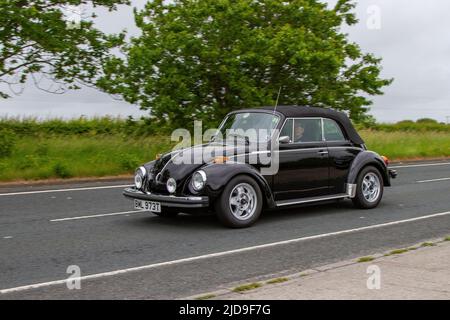 1979 manque VW Volkswagen Beetle 1584cc essence refroidi par air voiture; classique, moderne, classique, supercars et véhicules spécialisés en route vers Lytham St Annes, Lancashire, Royaume-Uni Banque D'Images