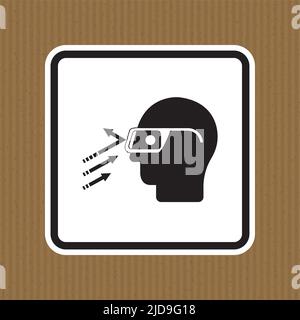 Projection de débris porter des lunettes de sécurité symbole panneau isoler sur fond blanc, illustration vectorielle Illustration de Vecteur