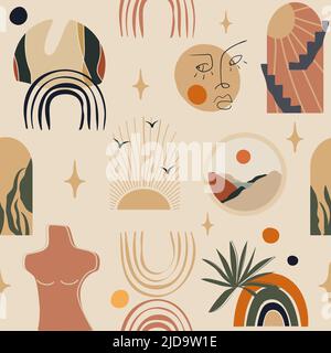 Ensemble de formes géométriques et motif d'objets en forme d'obstacles. Illustration de Vecteur