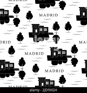 Madrid, motif noir et blanc sans couture Illustration de Vecteur