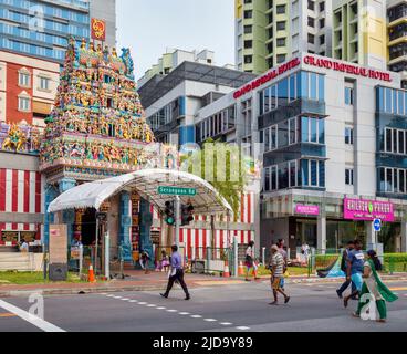 Temple Sri Veeramakaliamman, Serangoon Road, Little India, République de Singapour. Ce temple hindou est l'un des plus anciens de Singapour. Il est dédié Banque D'Images