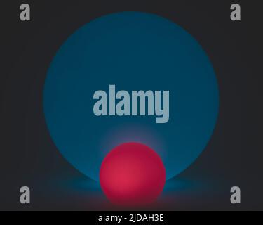 Orbes sphériques lumineux, un grand et un petit. Banque D'Images