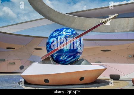 Panneau vers Mission Space à Epcot Disney World Banque D'Images