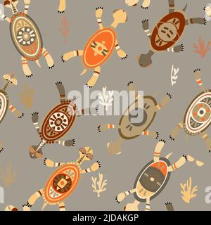 motif sans coutures sans tortues de mer colorées et lunettes de soleil Illustration de Vecteur