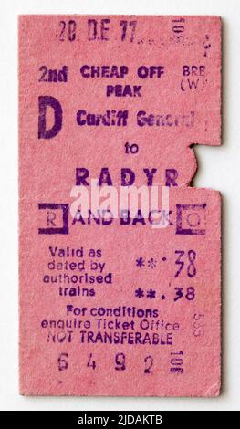 1960s British Rail train Ticket de Cardiff à Radyr Banque D'Images