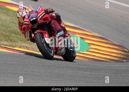 Hohenstein Ernstthal, Allemagne. 19th juin 2022. Courses de MotoGP Liqui Moly Motorrad Grand Prix Deutschland au circuit Sachsenring. 19 juin 2022 en photo: Jack Miller Carreras del Gran Premio Liqui Moly Motorrad de MotoGP de Alemania en el Circuito de Sachsenring, 19 de Junio de 2022 POOL/ MotoGP.com/Cordon presse les images seront à usage éditorial seulement. Crédit obligatoire: © motogp.com crédit: CORMON PRESSE/Alay Live News Banque D'Images