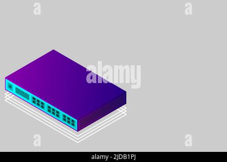 Illustration d'un commutateur isométrique avec vecteur de port de liaison ascendante Illustration de Vecteur